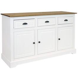 Sunnydaze - Solid Pine Sideboard with 3 Drawers and 3 Doors - 32 in - White
