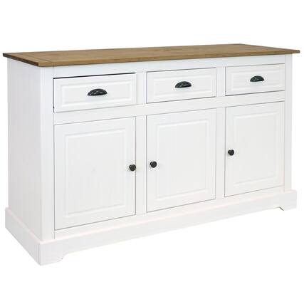Front. Sunnydaze - Solid Pine Sideboard with 3 Drawers and 3 Doors - 32 in - White.