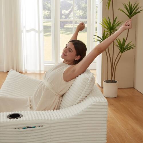 Left. Loheer - Loheer- 3.93 ft White Modern Compression Sofa Cushioned Lounge Chair for Apartment Bedroom Living Room - White.