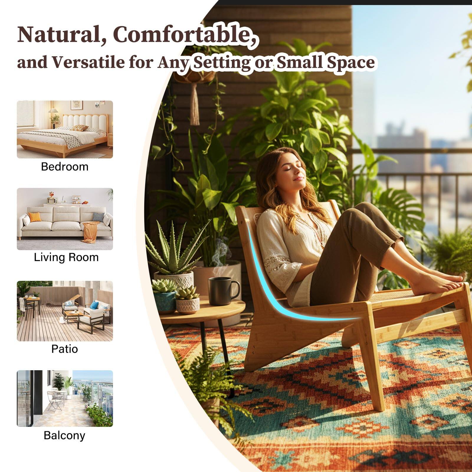 Natural, Comfortable, and Versatile for Any Setting or Small Space

- Bedroom
- Living Room
- Patio
- Balcony