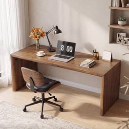 Tribesigns - LITTLE TREE 68.9" Long Solid Wood Computer Desk, Two Person Double Desk - Rustic Brown