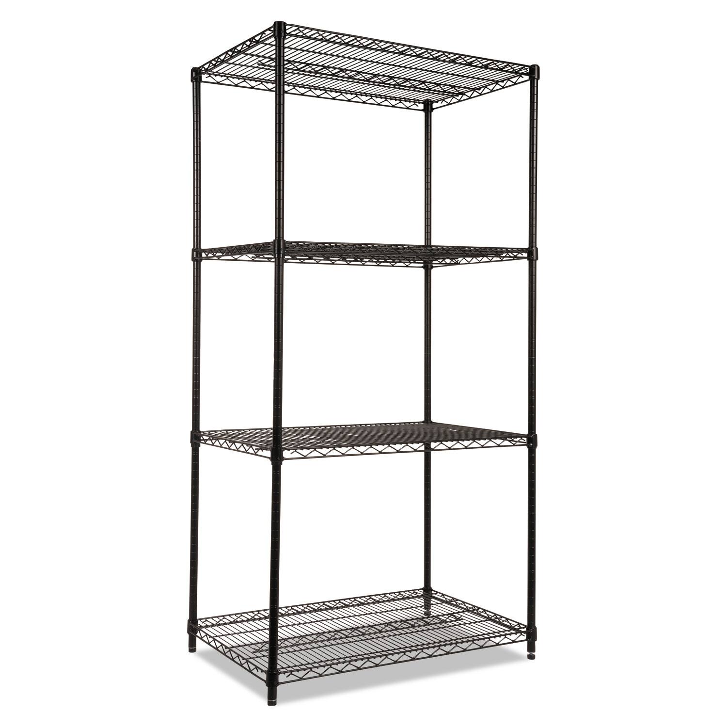 Front. Alera - NSF Certified Industrial Four-Shelf Wire Shelving Kit, 36w x 24d x 72h, Black - Black.
