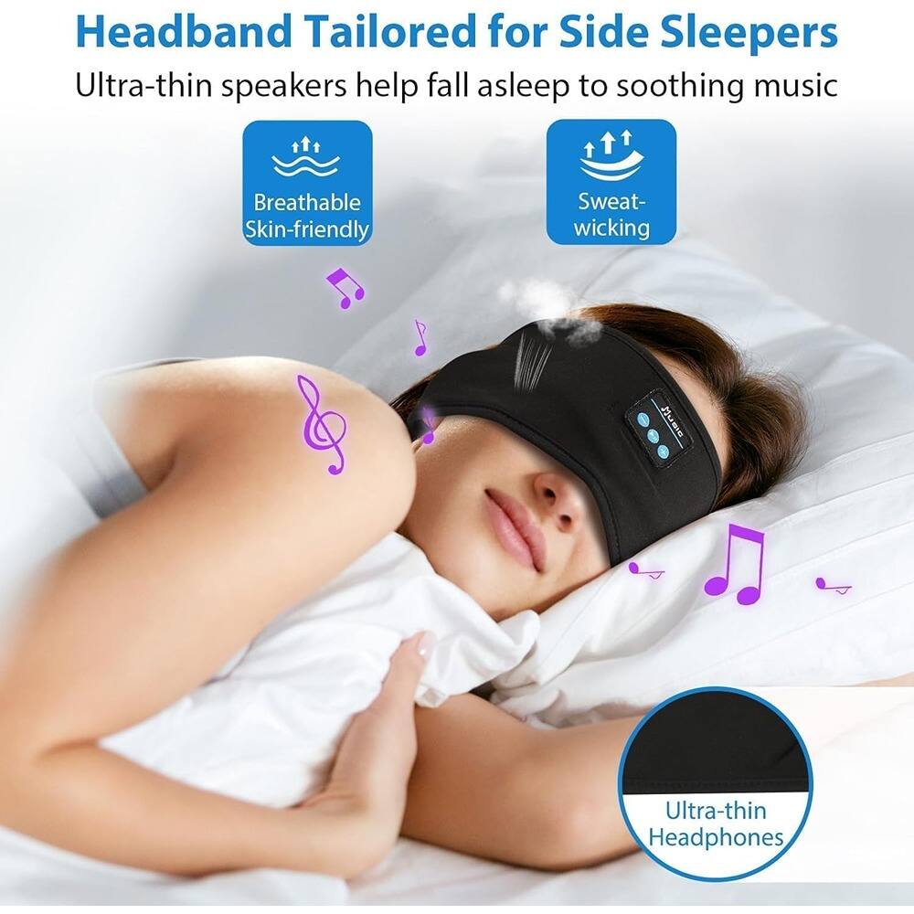 Headband Tailored for Side Sleepers  
Ultra-thin speakers help fall asleep to soothing music  

- Breathable  
- Skin-friendly  
- Sweat-wicking  

Ultra-thin Headphones