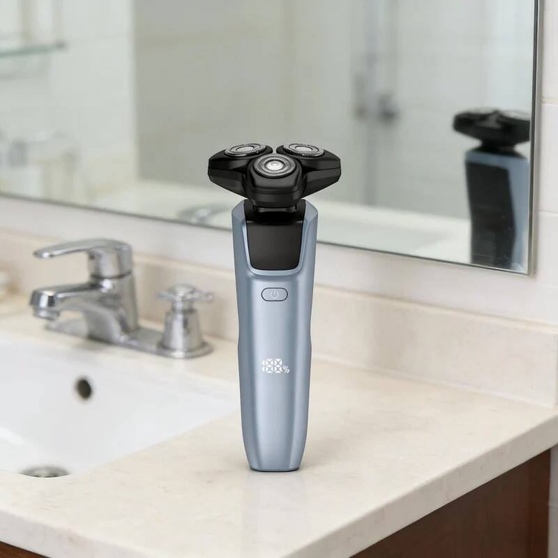 Angle. NICEBAY - Nicebay Electric Razor for Men with 4D Floating Shaving Head, LED Display, IPX7 Waterproof Wet&Dry Shaver, Pop-Up Trimme.