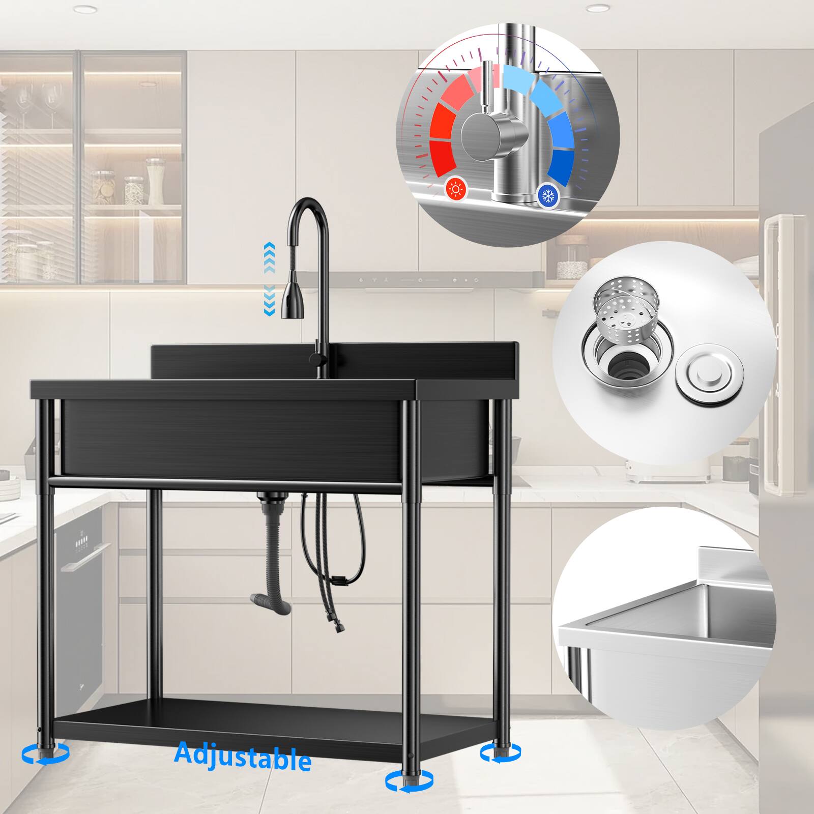 Alt View 5. Circus Cirle - Stainless Steel Utility Sink - black.