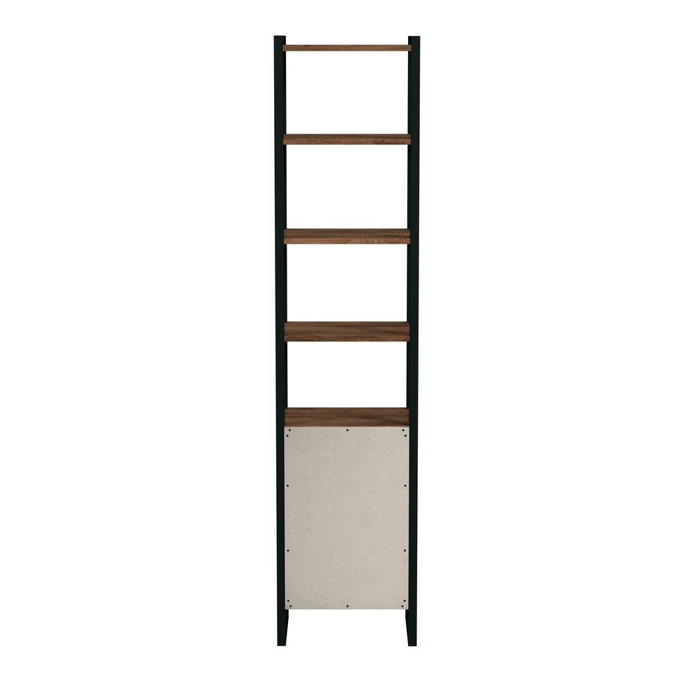 Left. Butler Specialty - Drake 73" Narrow Walnut Bookcase with Storage - Medium Brown.