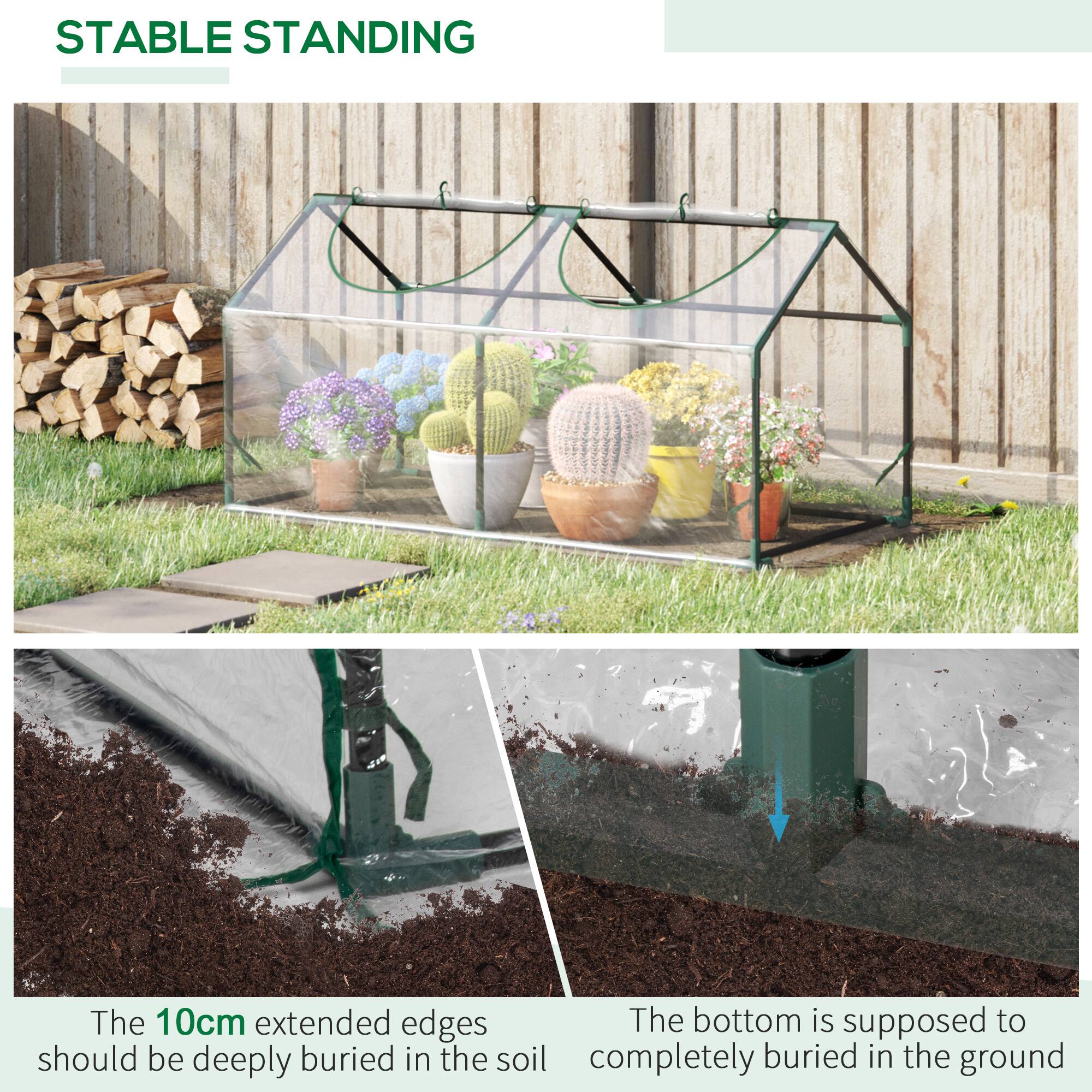STABLE STANDING

The 10cm extended edges should be deeply buried in the soil

The bottom is supposed to completely buried in the ground