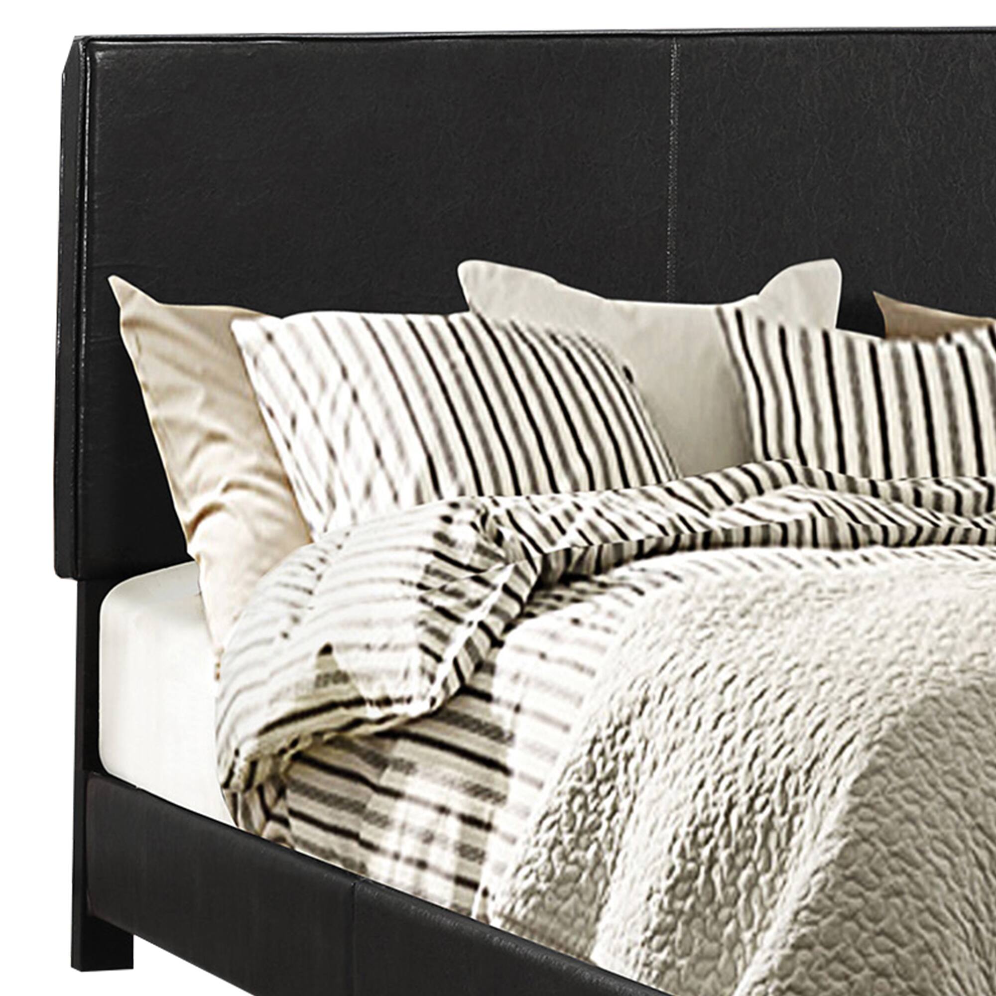 Alt View 2. Manhattan Lane - Leather Upholstered Queen Size Platform Bed - Black.