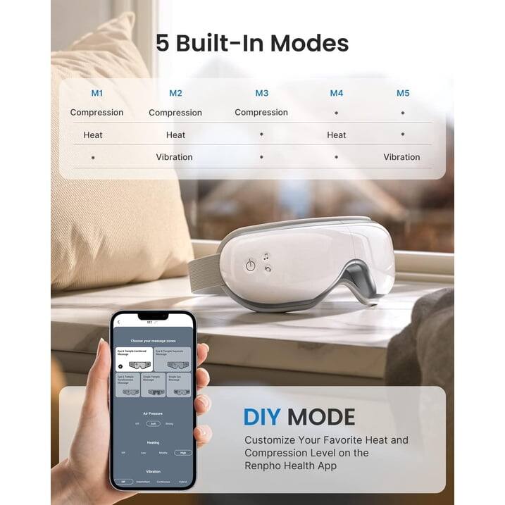 5 Built-In Modes

M1 M2 M3 M4 M5
Compression Compression Compression
Heat Heat Heat
Vibration Vibration

DIY MODE
Customize Your Favorite Heat and Compression Level on the Renpho Health App