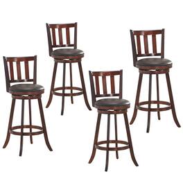 Costway - Set of 4 29.5" Swivel Bar Stool Leather Padded Dining Kitchen Pub Bistro Chair Low Back - Nut-brown