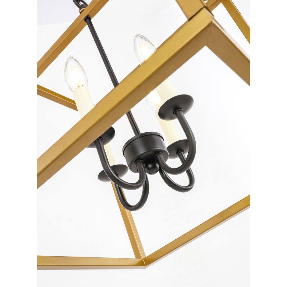 Angle. Living District - Eclipse 4 Light Brass And Black Pendant - Brass And Black.