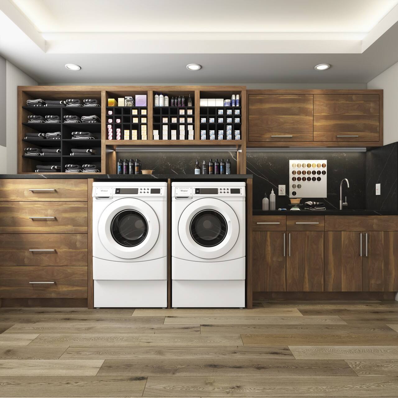 Angle. Whirlpool - 3.1 Cu. Ft. High Efficiency Front Load Washer with Commercial-Grade Cabinet - White.