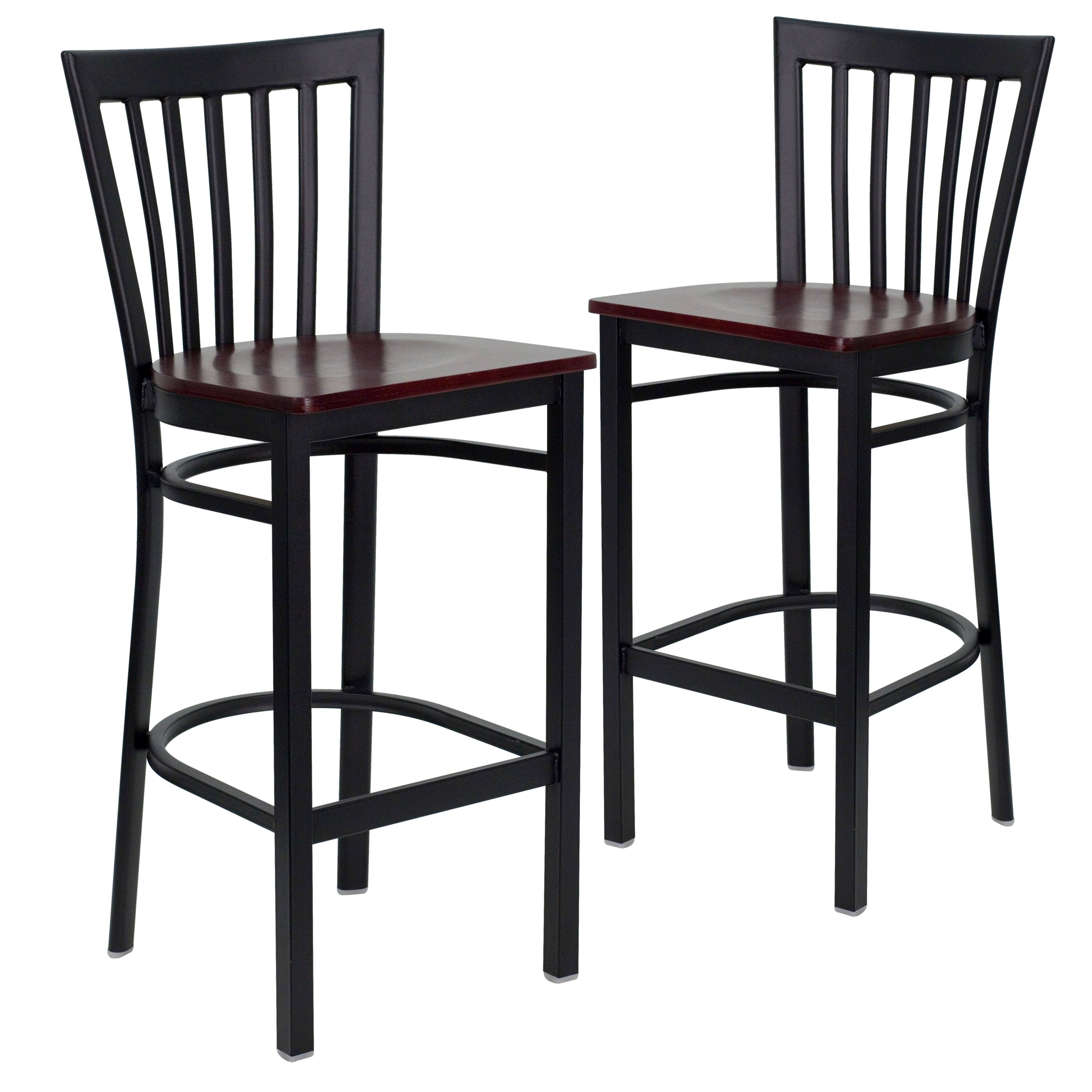 Mahogany Wood Seat/Black Metal Frame