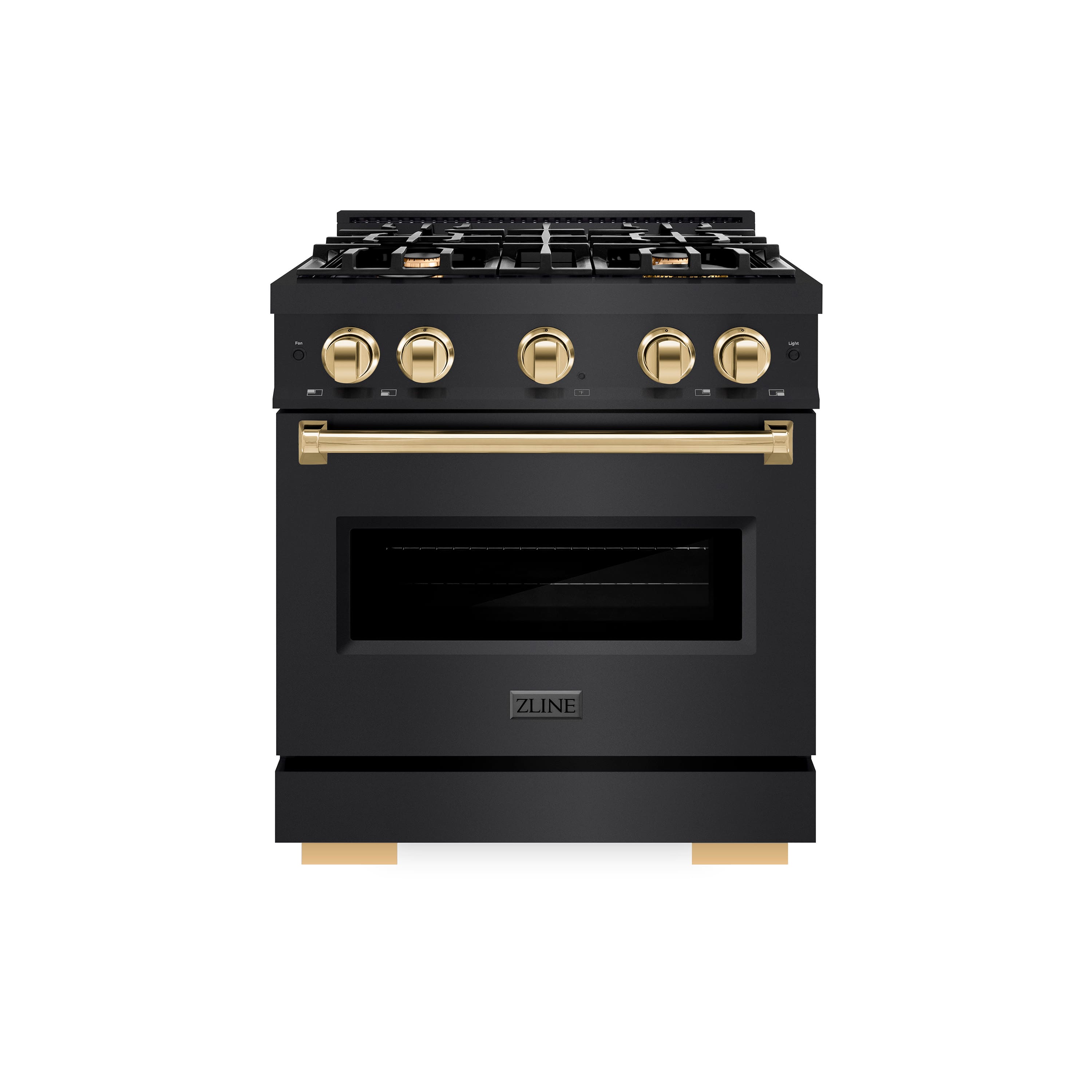 ZLINE - Autograph 30" Classic Dual Fuel Black Stainless Range w/ Gold Accents (CDRBZ-30-G) - Black Stainless Steel