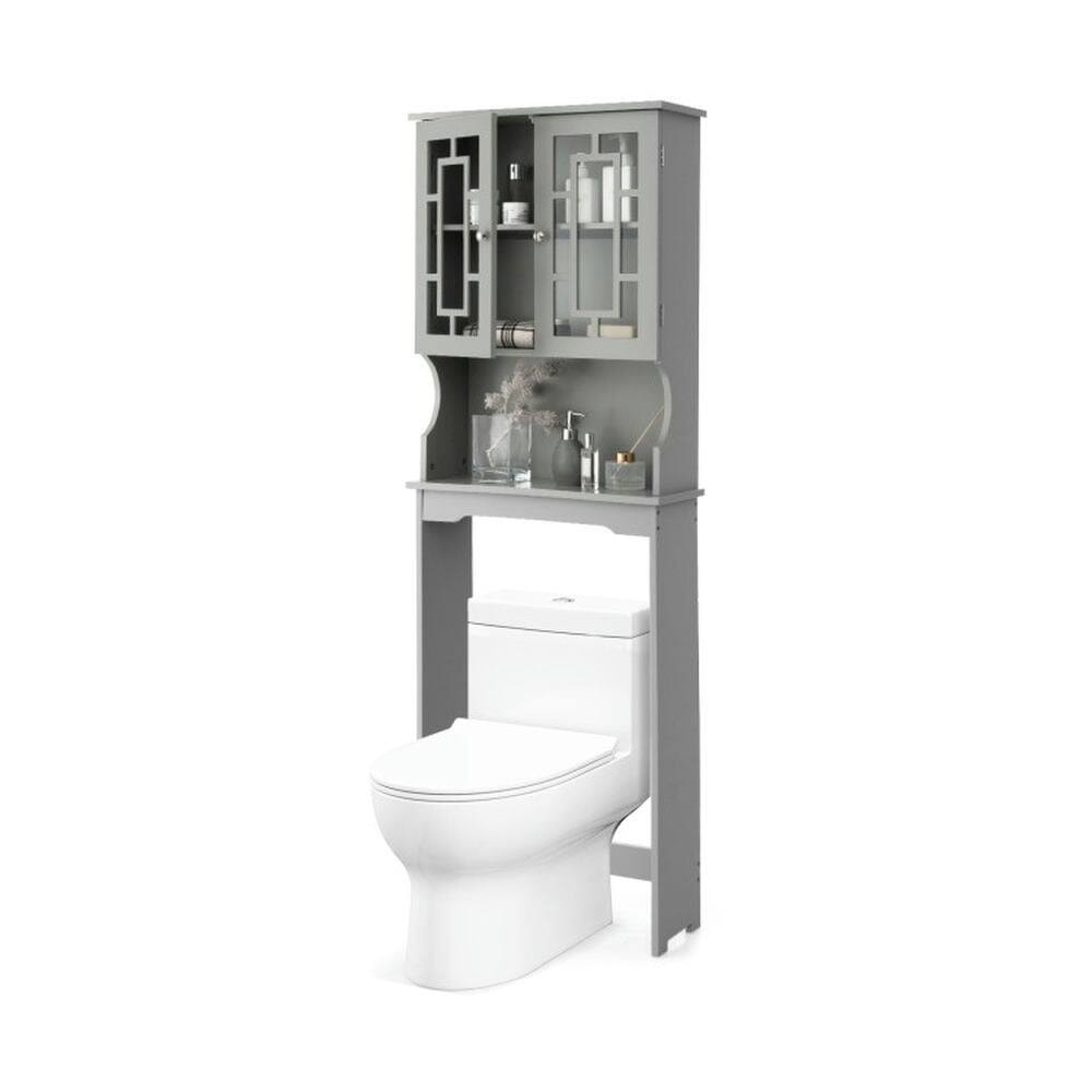 Alt View 3. Pefilos - Bathroom Spacesaver Organizer with Adjustable Shelf-Gray, Bathroom Cabinet - Gray.