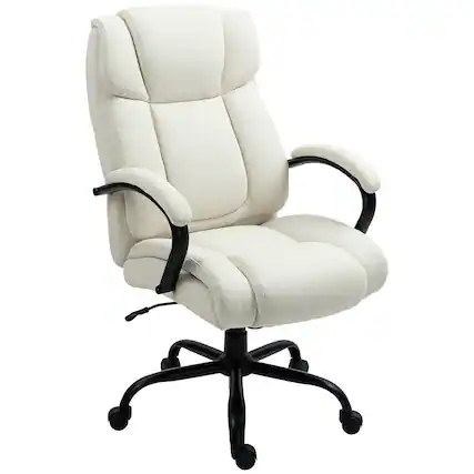 Front. Anysun - Anysun Wide Padded Seat Office Desk Chair with with Adjustable Height, Swivel Wheels - Cream White.