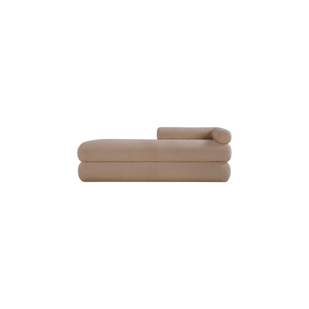 Alt View 2. Meridian Furniture - Kennedy Beige Faux Shearling Teddy Fabric Bench - Beige.