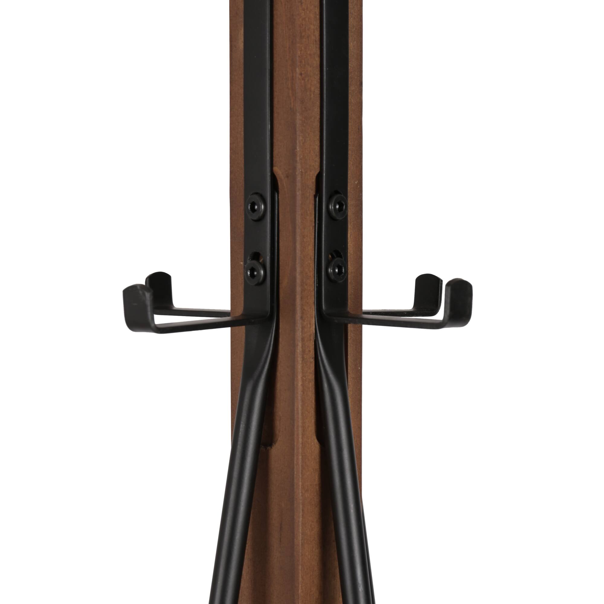 Alt View 2. GOODSILO - Freestanding Coat Rack with 8 Hooks, Reclaimed Wood and Metal Storage Solution for Bedroom and Living Room Organization - Natural.