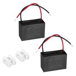 Unique Bargains - 2pcs 18uF CBB61 Ceiling Fan Capacitor, AC 450V 2 Wires with Terminal Blocks for Pump Motor Generator Blower - Black