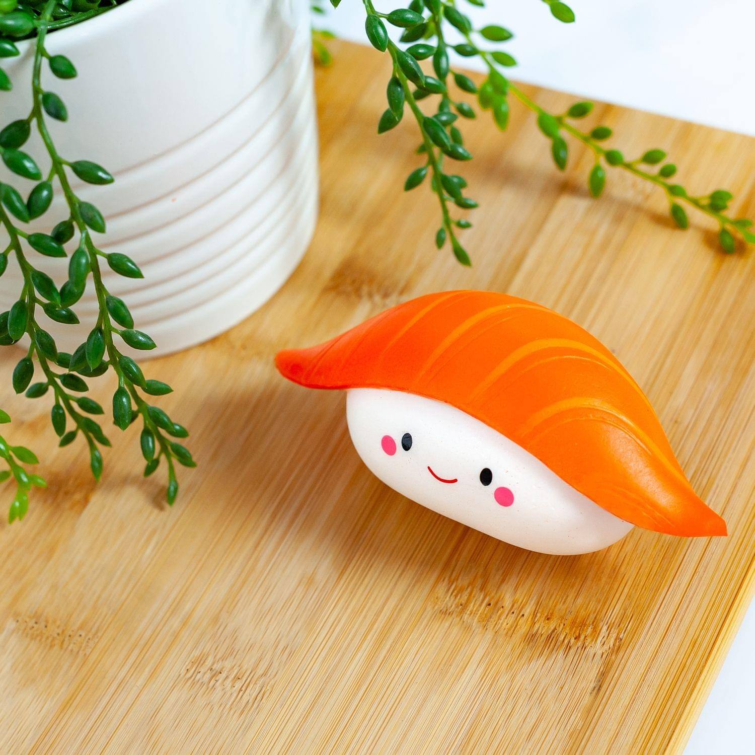 Alt View 3. Toynk - Smiling Salmon Nigiri Sushi Scented Squishy Foam Toy | Japanese Anime Collection - Orange.