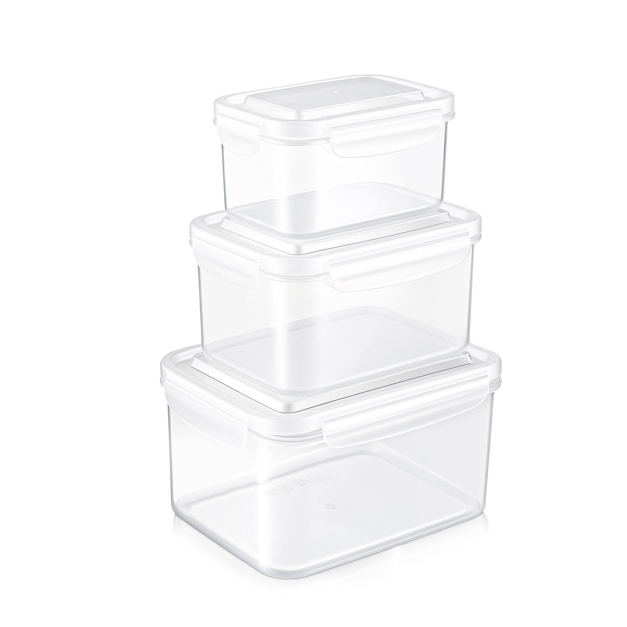 Angle. Sorbus - Sorbus 3 Pack Nesting Rectangular Plastic Food Storage Containers  Leak-Proof Stackable Meal Prep Bowls - Clear.