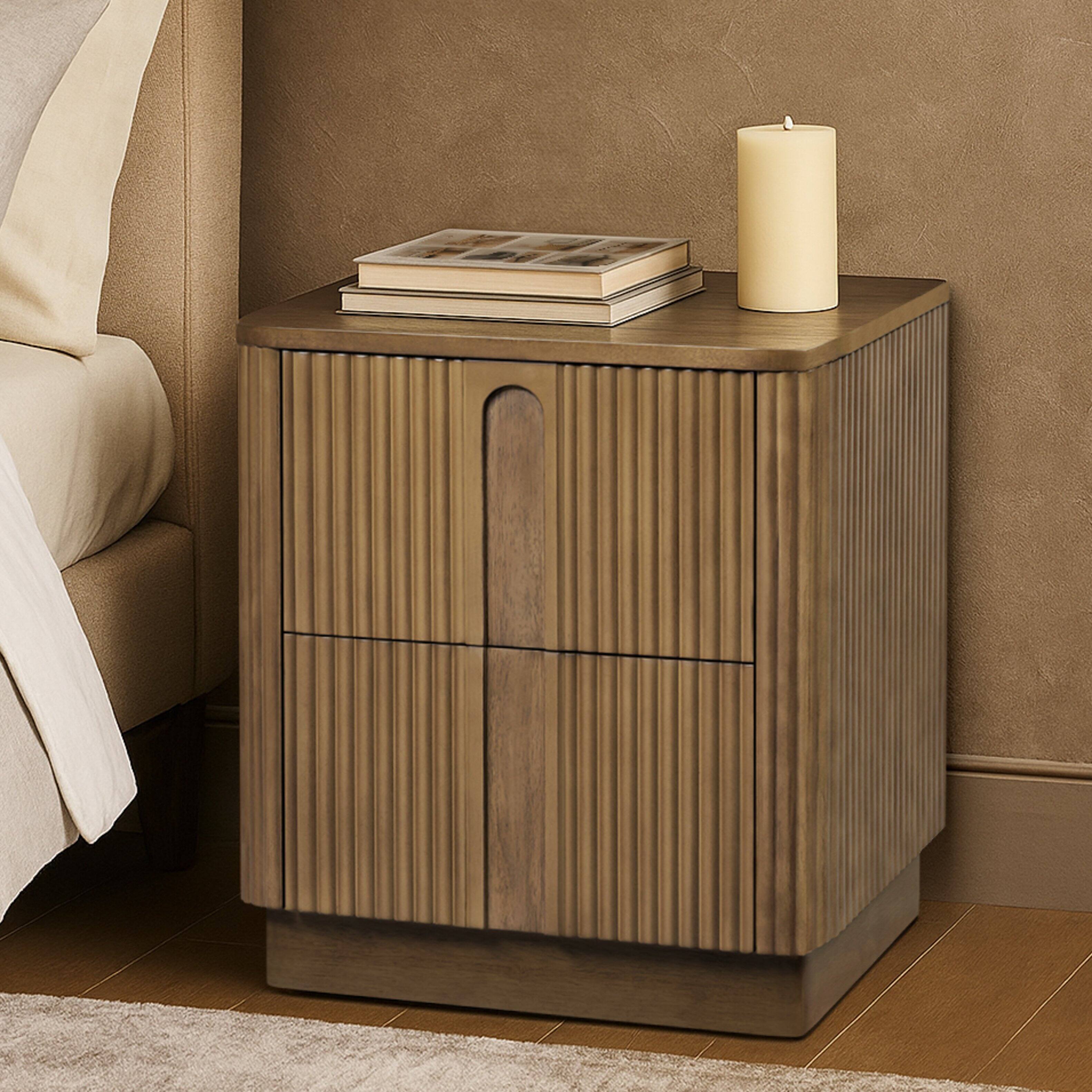 Front. Teamson Home - Teamson Home Potomac 2-Drawer Nightstand, Greige - Tan.