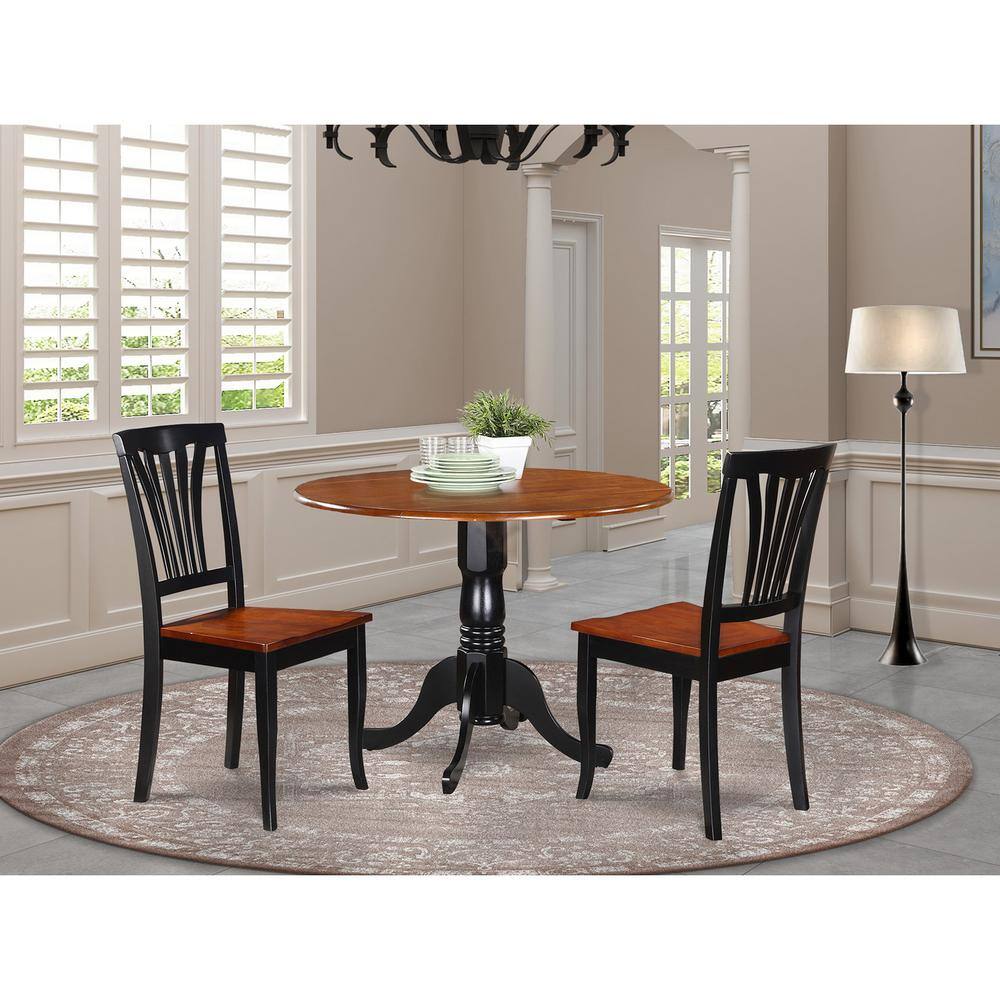 Back. East West Furniture - 3 Pc Kitchen nook Dining set-Kitchen Table and 2 Kitchen Chairs - Black & Cherry.