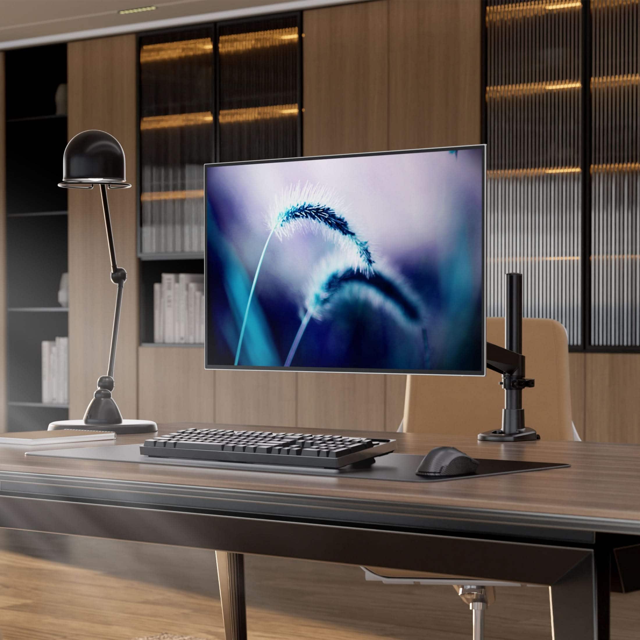 Front. Mount-It! - CLiX Series Full Motion Single Monitor Desk Mount Up to 34", Black - Black.