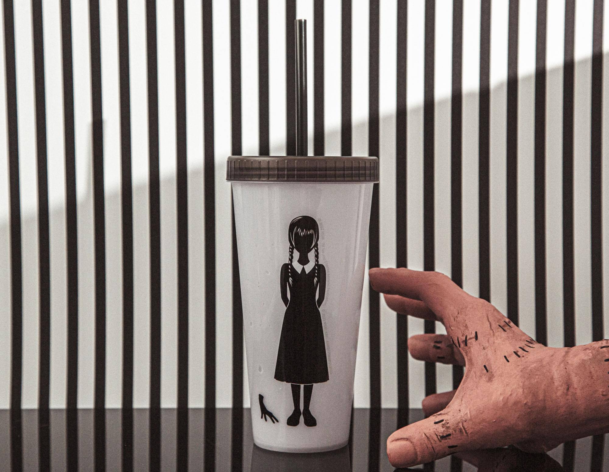 Alt View 2. Silver Buffalo - Wednesday "We Wear Black" Color-Changing Plastic Tumbler - Black.