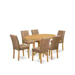 East West Furniture - 7 Piece Kitchen Dining Table Set consists A Wood Table - Brown
