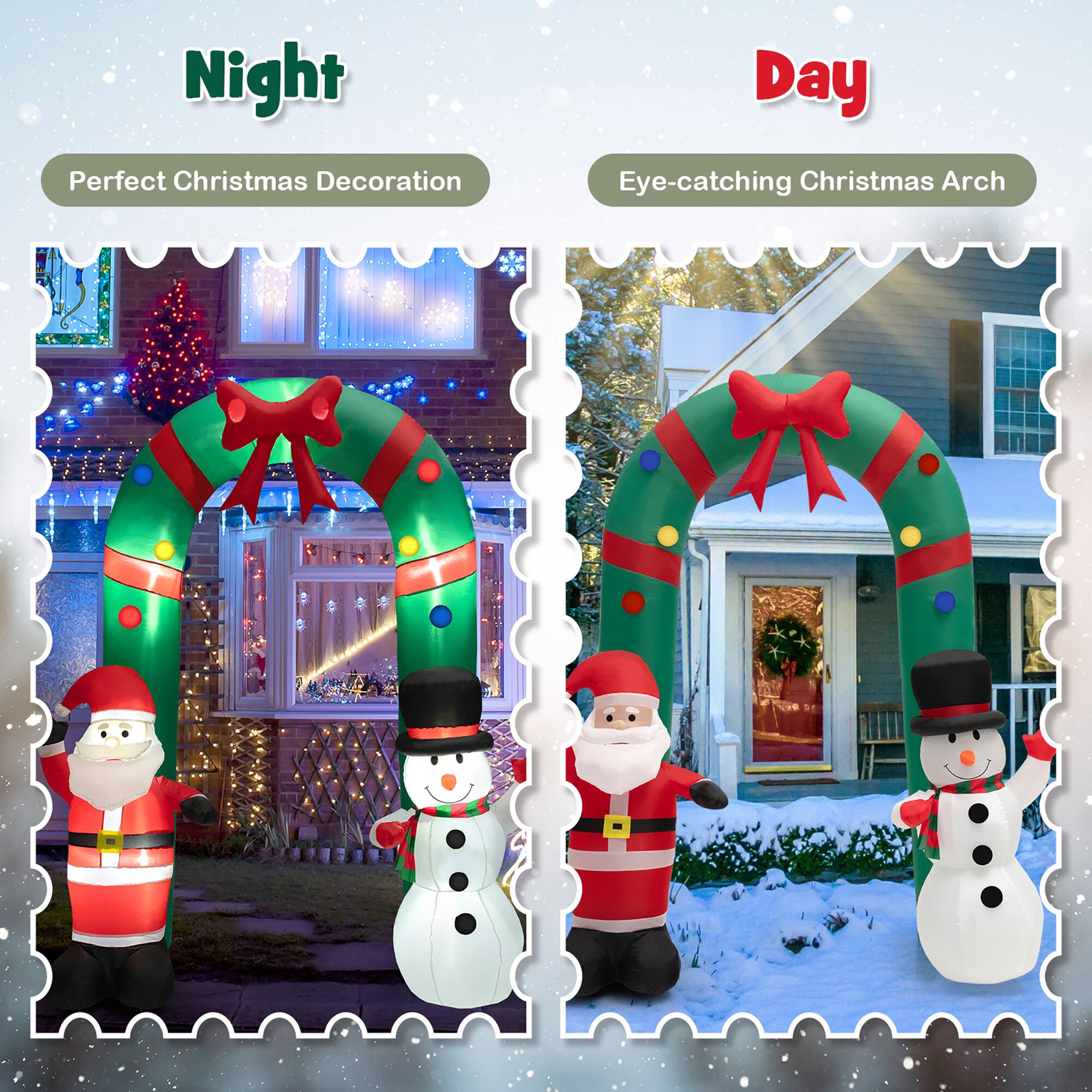 Night: Perfect Christmas Decoration
Day: Eye-catching Christmas Arch