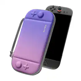 tomtoc - Slim Carrying Case for Nintendo Switch 2 Model 2025, Odorless Protective Hard Shell with 12 Game Card Slots - Iris Purple