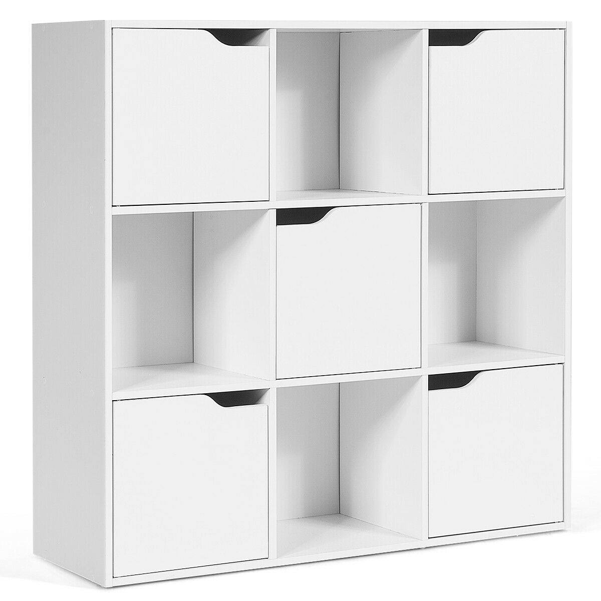 Costway - 9 Cube Bookcase Cabinet Wood Bookcase Storage Shelves Room Divider Organization - White
