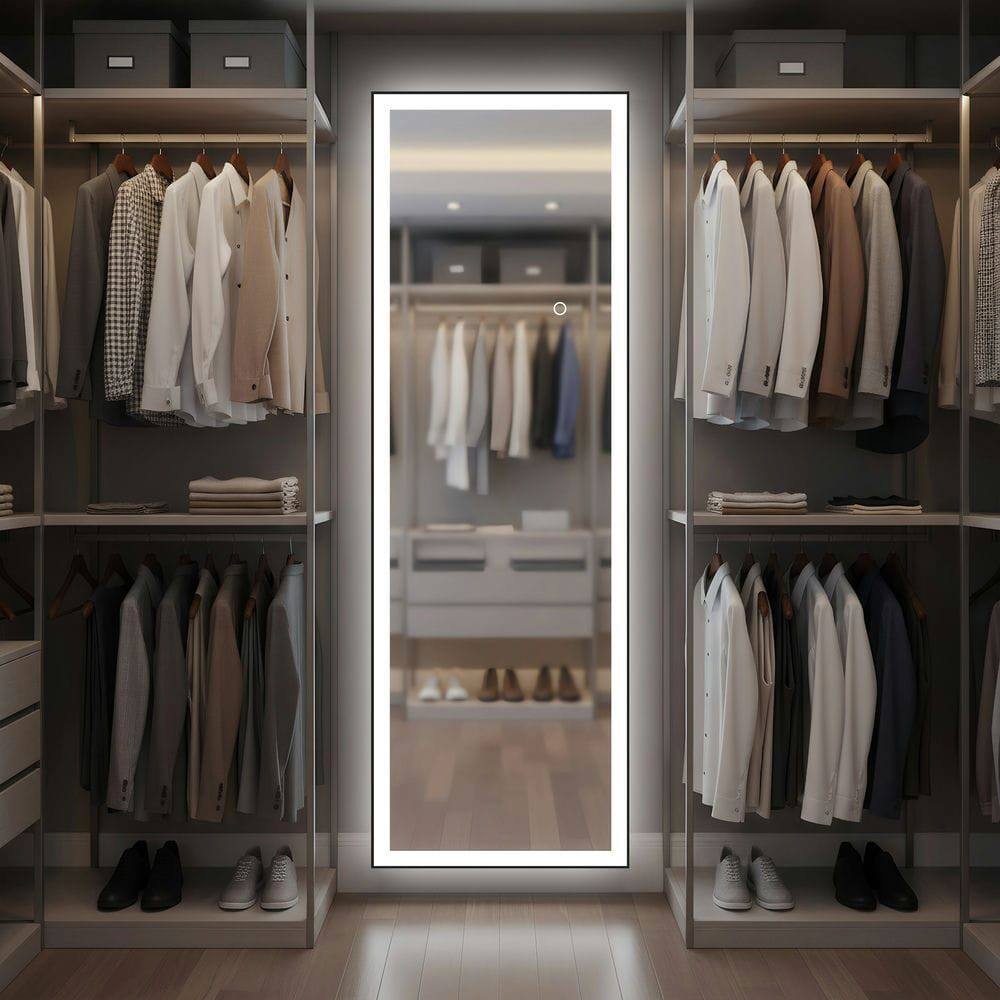 Alt View 8. Kadyn - 56x18 Inch Rectangle Full-Length LED Mirror with Black Frame for Wall Mounting - Black.