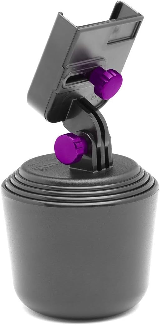Front. WeatherTech - CupFone | Adjustable & Secure Fit Universal Cup Holder Cell Phone Mount Car & Truck Accessory – Violet Metal Knobs - Black/Violet Metal.