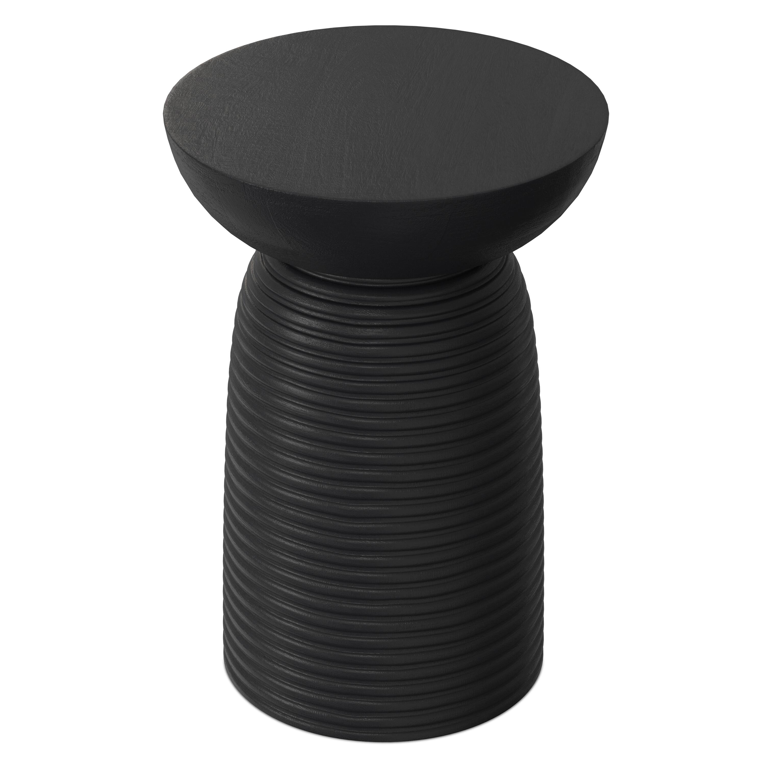 Alt View 5. Simpli Home - Boyd 13 inch Wide Solid Mango Contemporary Ribbed Accent Table in Black, Assembled - Black.