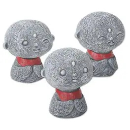 Pacific Trading - Jizo Monks with Red Bibs Figurines Set of 3 Buddhism Ksitigarbha Bodhisattva 2.5 inch - Gray