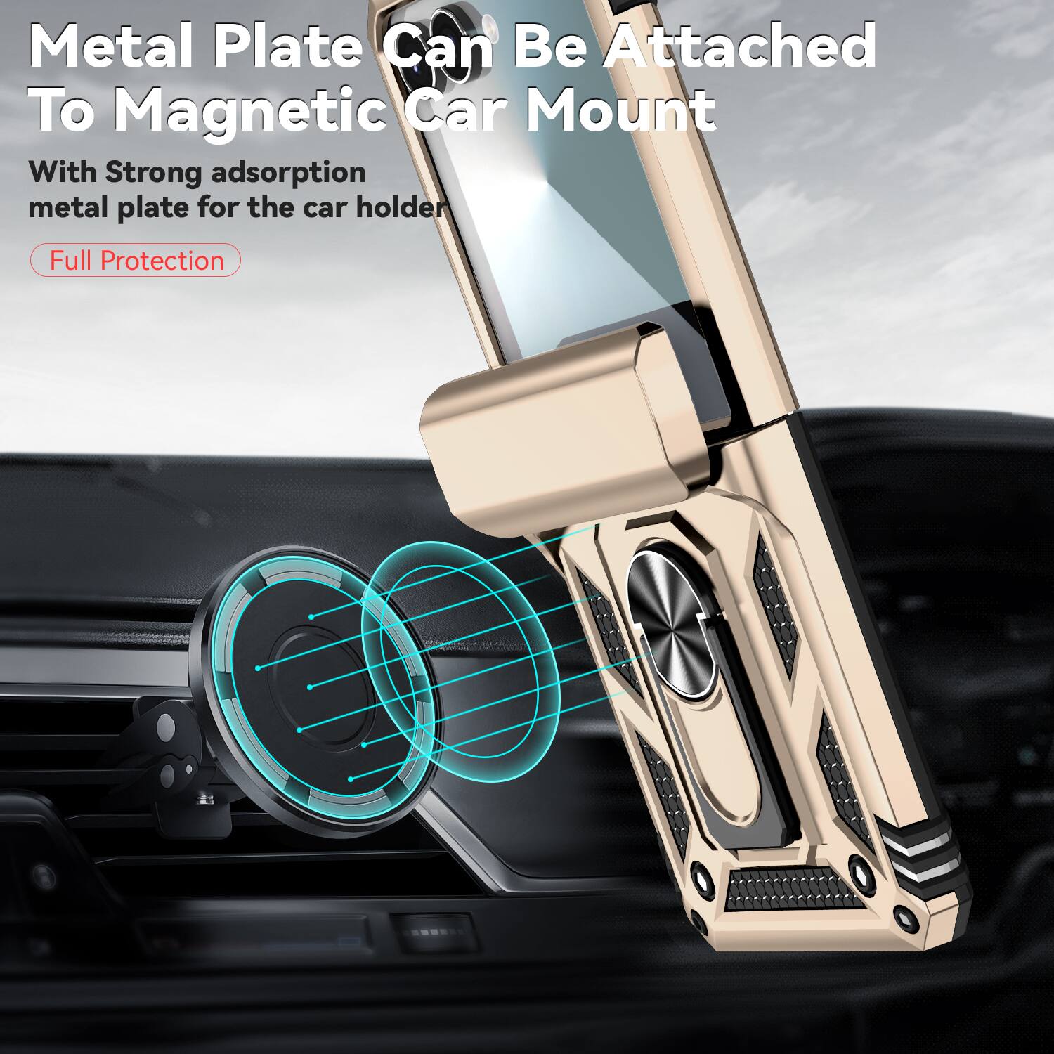Metal Plate Can Be Attached To Magnetic Car Mount

With Strong adsorption metal plate for the car holder

Full Protection