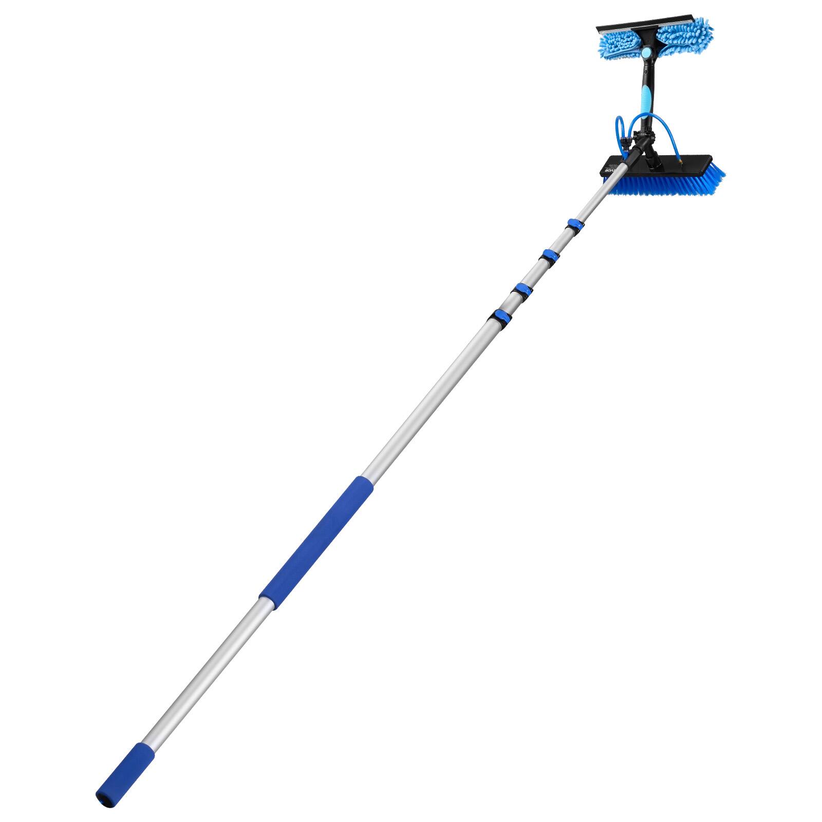 Alt View 5. VEVOR - Solar Panel Cleaning Kit, 26 ft, Water Fed Pole Kit with Cleaning Brush, Soap Dispenser, Extendable Aluminum Telescopic - Silver + Blue.