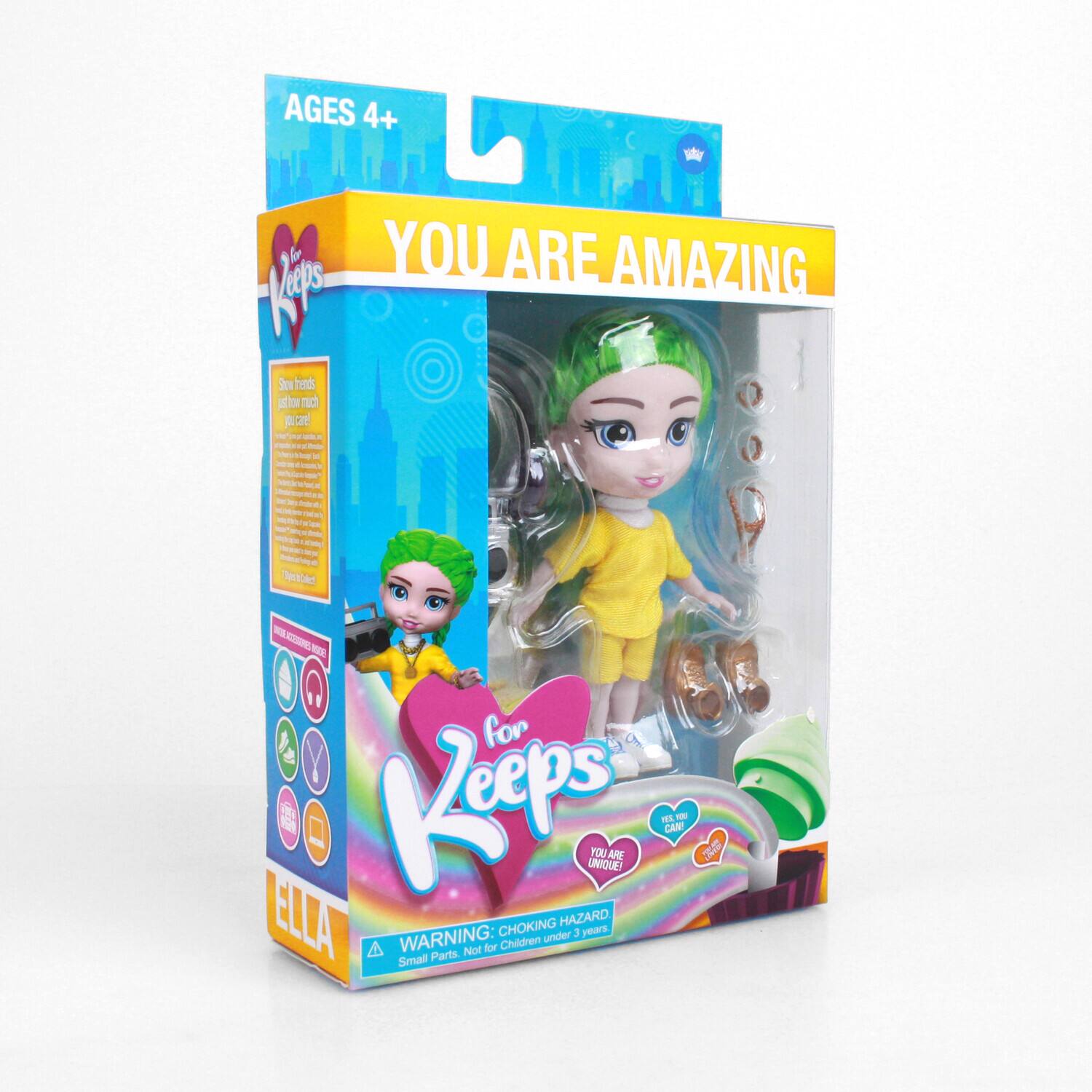 AGES 4+ YOU ARE AMAZING Kioeps So hess I I nd & at - - - - - - - R Tealed W C - for Keps UNIQUE! YOU ARE AMAZING! ELLA HAZARD CHOKING under 3 years WARNING: Not for Children Small Parts