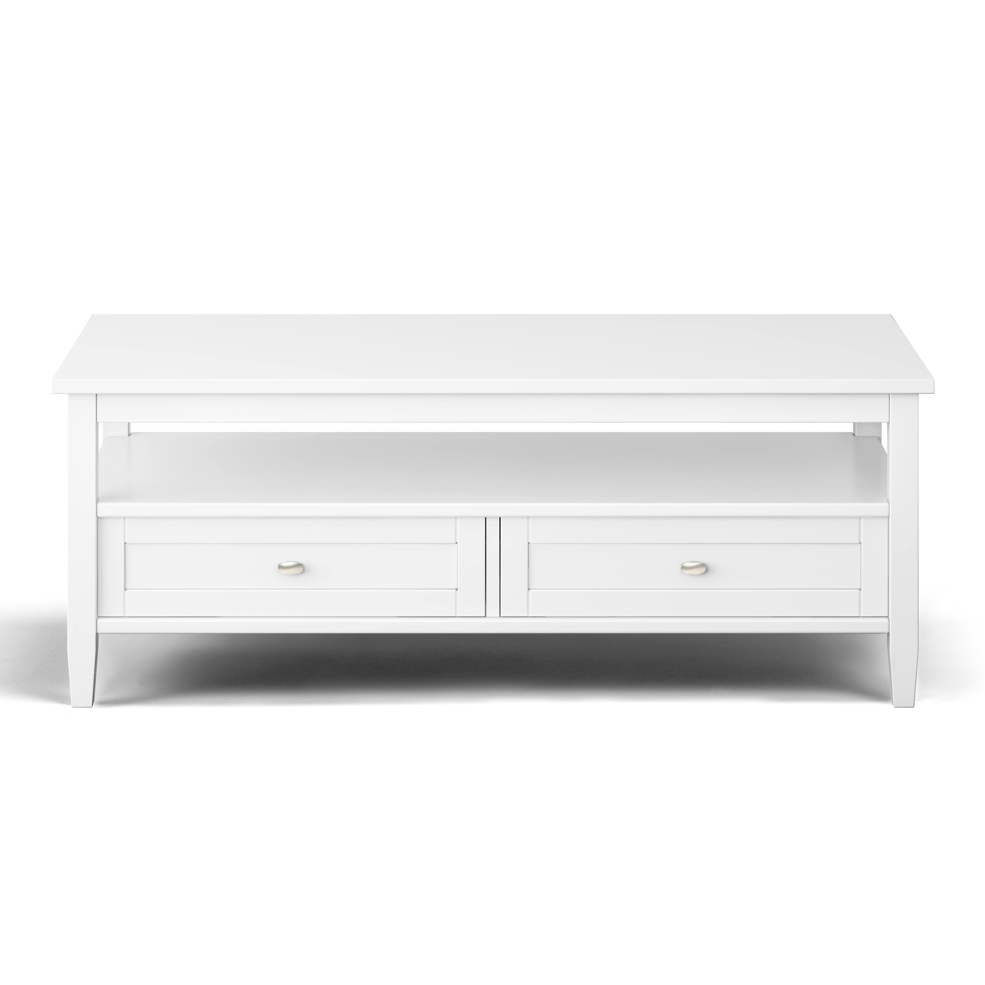 Angle. Simpli Home - Warm Shaker 48 inch Coffee Table with 14 inch End Tables (Set of 3) - White.
