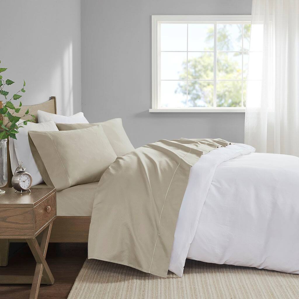 Gracie Mills - Noelia 600 Thread Count Cotton Sheet Set - Sand