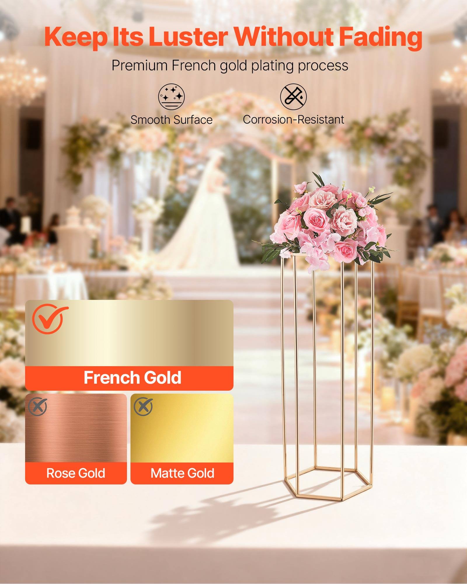 Keep Its Luster Without Fading

Premium French gold plating process

Smooth Surface

Corrosion-Resistant

French Gold

Rose Gold

Matte Gold
