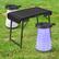 Alt View 1. Costway - 3-Piece Folding Table Stool Set with a Camping Table & 2 Retractable LED Stools - Black+White.