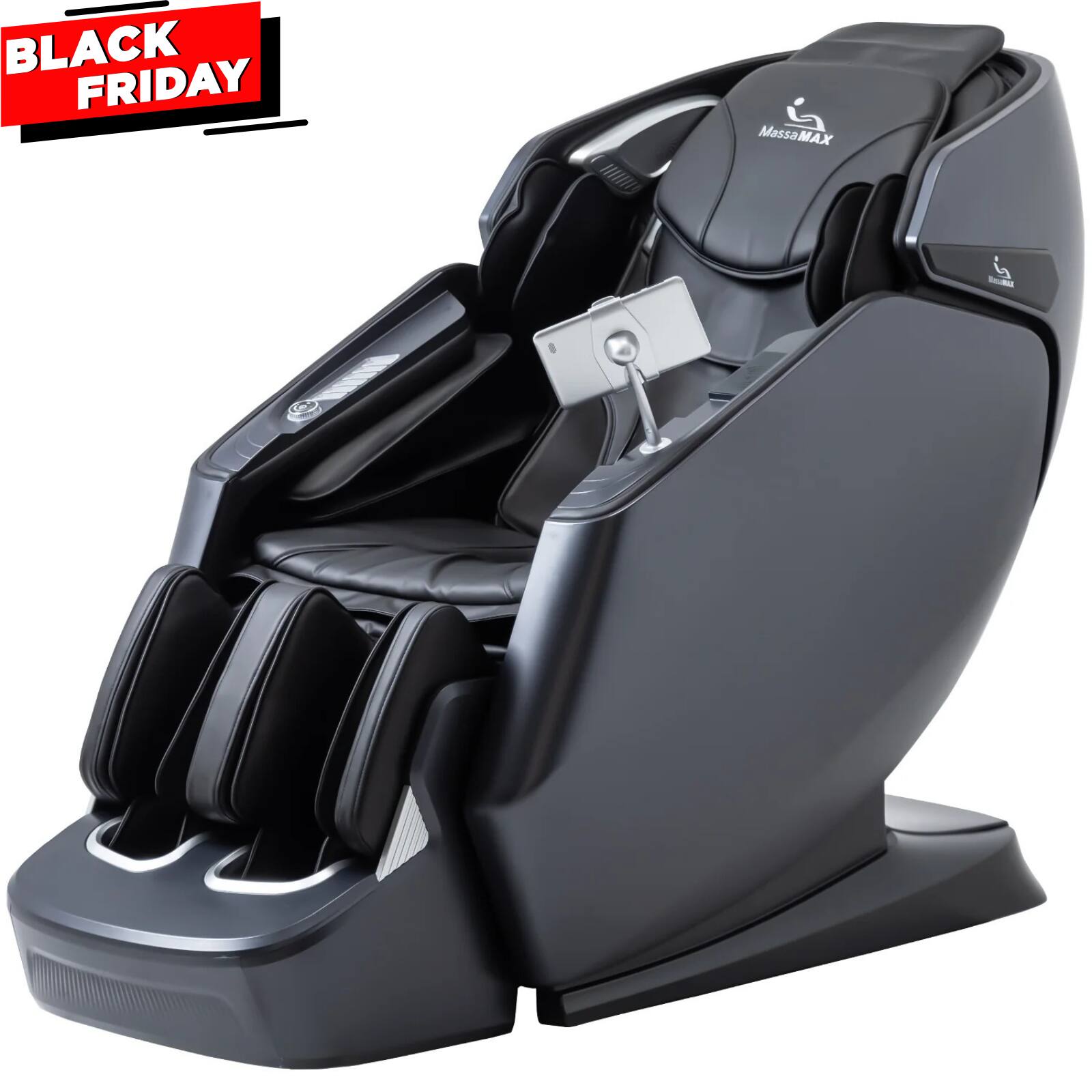 MassaMax - A675 4D Massage Chair with Flexible Track,Auto Footrest - Black