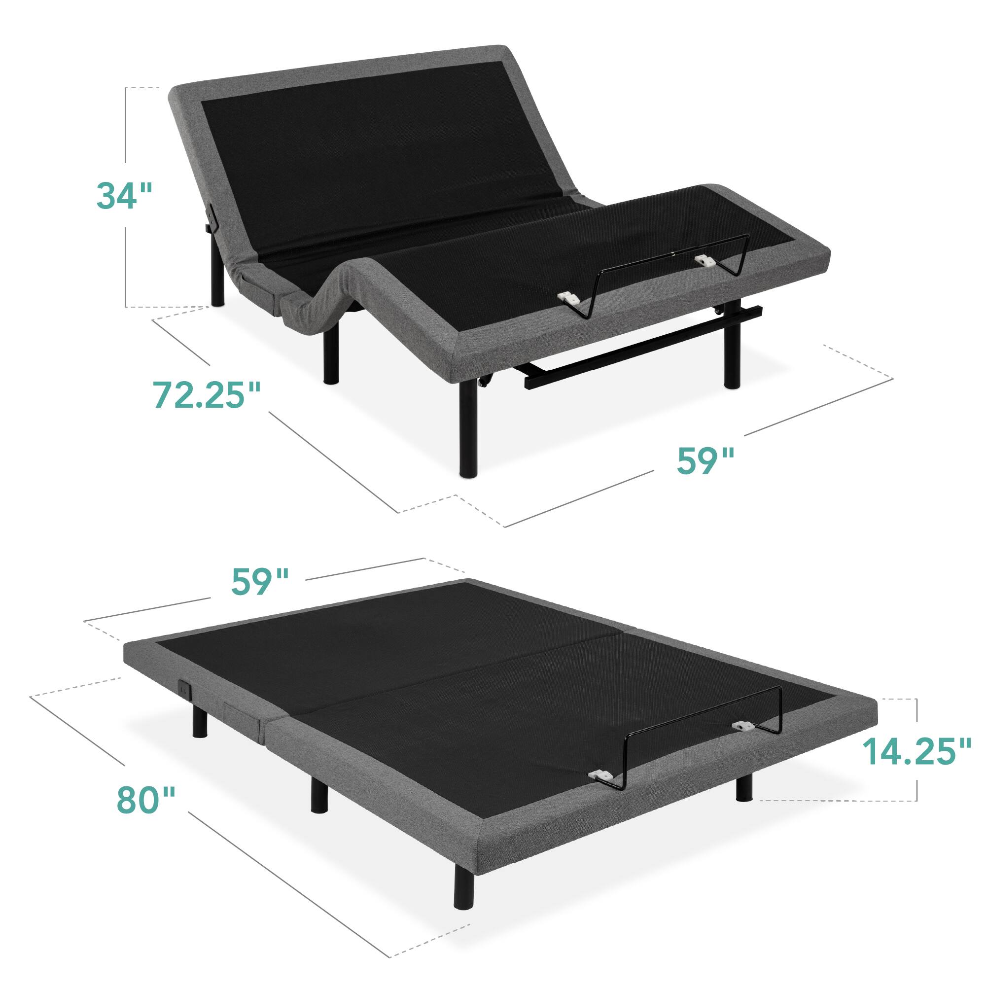 The dimensions of the sofa bed are:

- Width: 72.25"
- Depth: 34"
- Height: 14.25"
- Length (when unfolded): 80"
- Width (when unfolded): 59"
