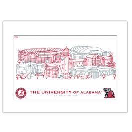 Indigo Falls - Alabama Crimson Tide 11" x 14" Matted Campus Wall Art Collage - Multicolor