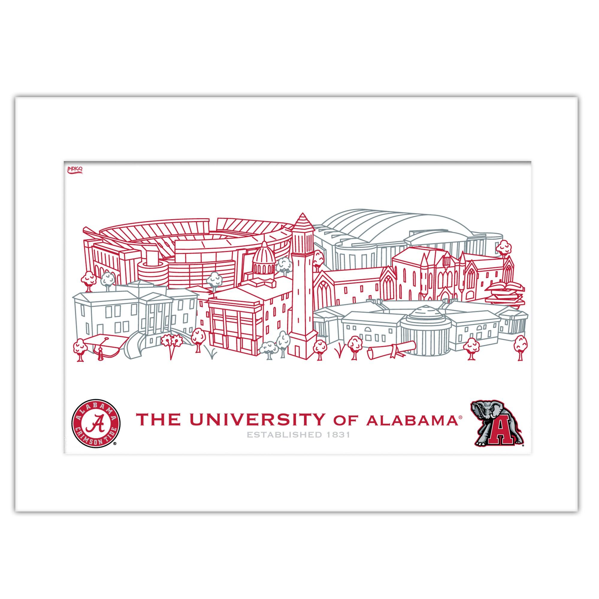 Alabama Crimson Tide 11" x 14" Matted Campus Wall Art Collage