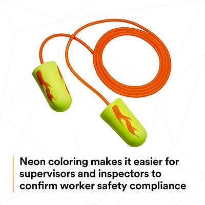 Neon coloring makes it easier for supervisors and inspectors to confirm worker safety compliance.