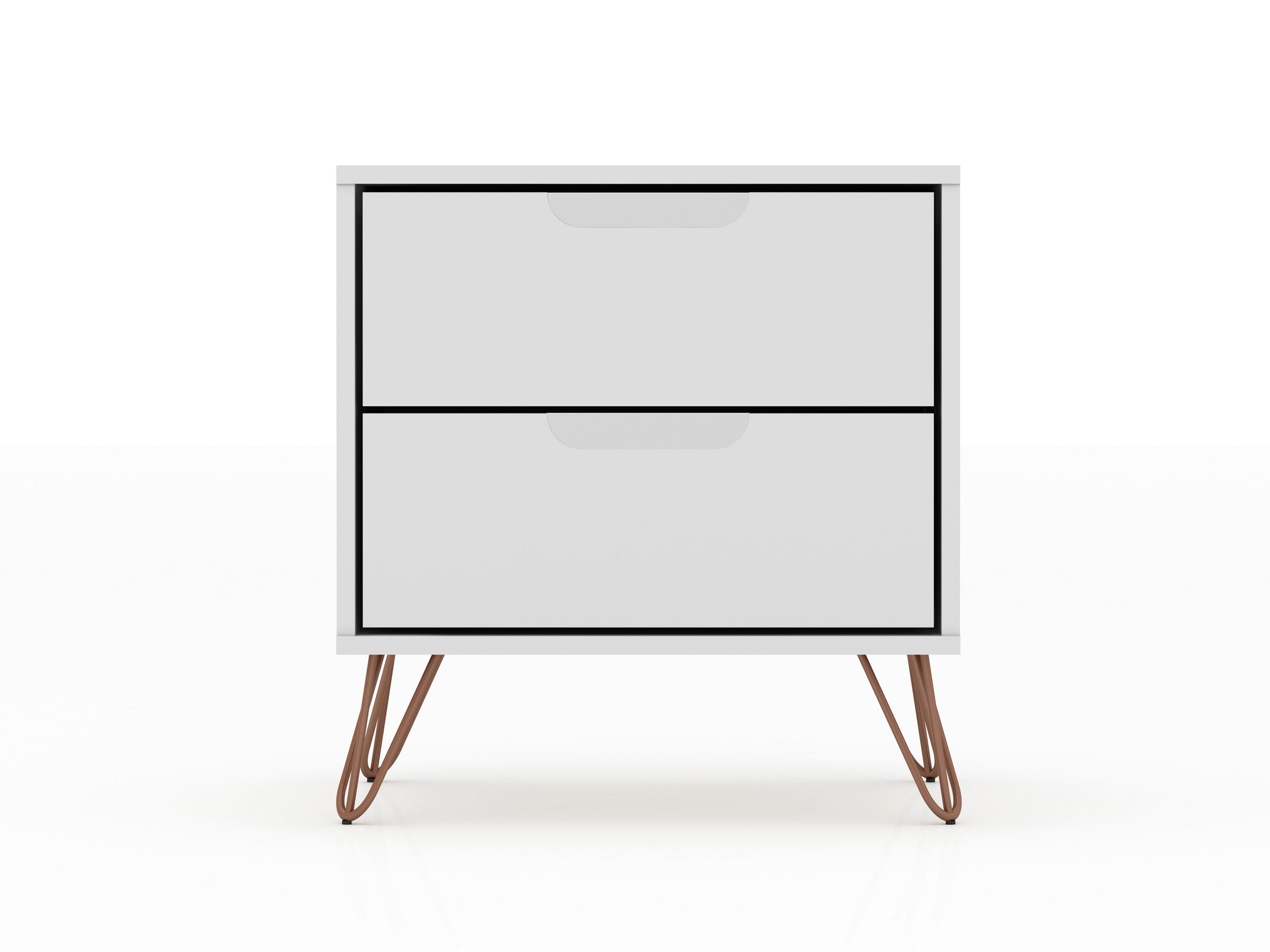 Back. Manhattan Comfort - Rockefeller Mid-Century Modern 20" Nightstand - Set of 2 - White.